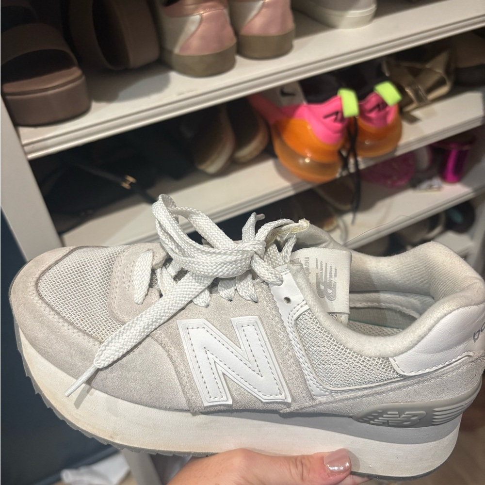 New Balance Off-White and Light Gray Sneakers